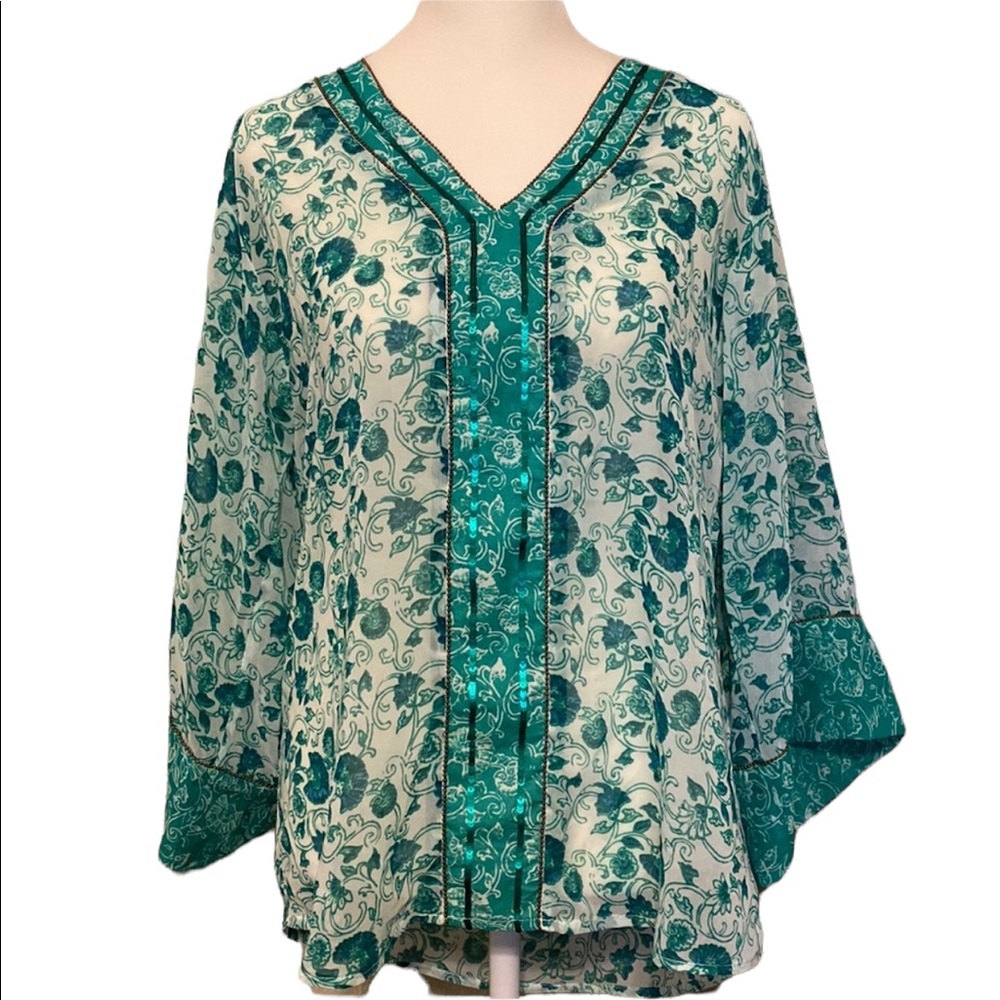 CHICO’S boho gypsy sheer dress blouse